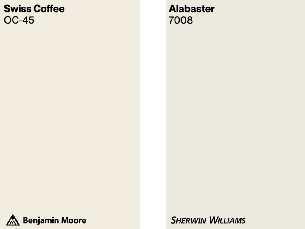 BM Swiss Coffee vs SW Alabaster