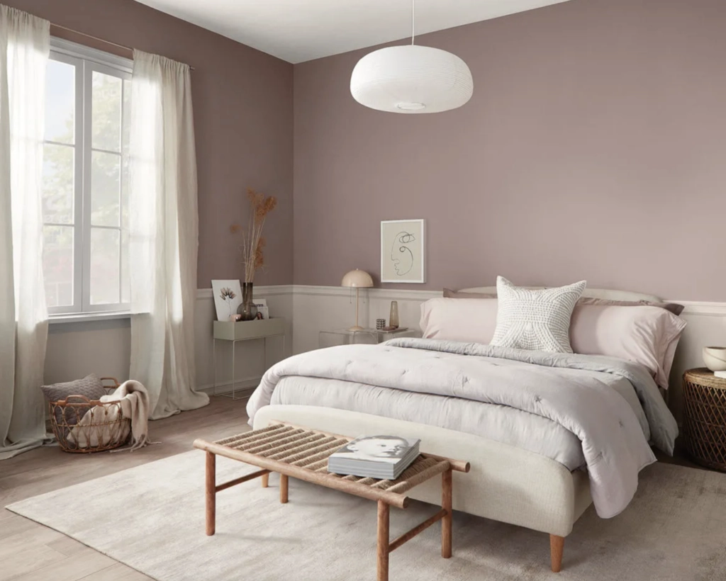 Mauve in a bedroom